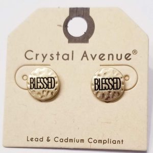 Blessed Gold Hammered Metal Stud Earrings – Lead-Free, Lightweight