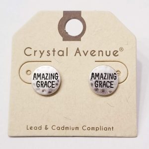 Amazing Grace Silver Stud Earrings - Small Round Christian Jewelry
