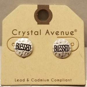 Blessed Silver Hammered Metal Stud Earrings
