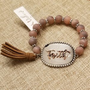 Faith Beaded Tassel Bracelet