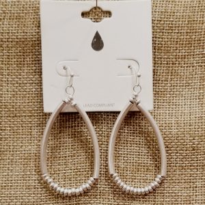 Silver Beaded Tear Drop Earrings
