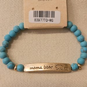 Beaded Mama Bear Bracelet Turquoise
