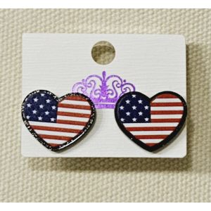 Heart American Flag Stud Earrings