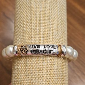 Live Love Rescue Pearl Beaded Stretch Bracelet