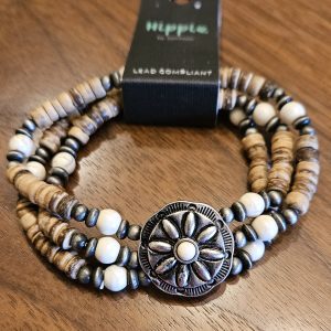 Triple Strand Western Concho Beaded Bracelet