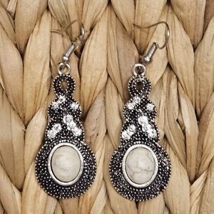 Western Elegance Dangle Earrings -Semi Precious Stone