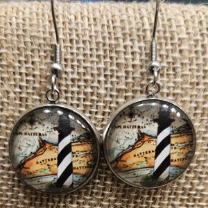 Cape Hatteras Lighthouse Dangle Earrings - Handcrafted, Hypoallergenic