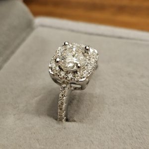 Round Halo Moissanite Engagement Ring - 1 Carat