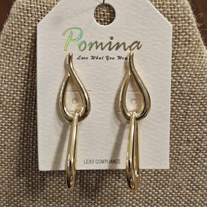 Linked Gold Teardrop Dangle Stud Earrings by Pomina