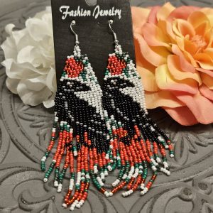 Southwestern Beaded Crow Chandelier Earrings
