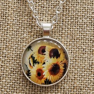 Radiant Sunflower Pendant Necklace - Polished Silver Chain