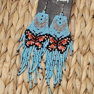 Butterfly Beaded Fringe Earrings – Colorful Seed Beads & Stainless Steel Hooks