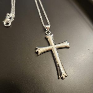 Simple Silver Cross Necklace – Stainless Steel Chain – Free Shipping