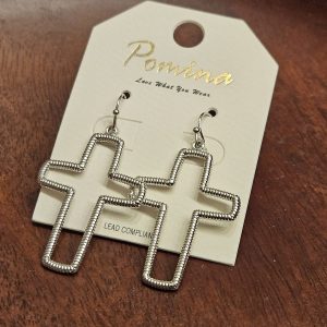 Pomina Silver Cross Earrings – Lightweight, Hypoallergenic, 2 Inches, Dangle