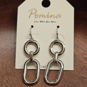 Pomina Polished Silver Infinity Link Earrings - 2 Inches Long, Hypoallergenic