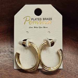 Pomina Gold Twisted Hoop Earrings - 1.25 Inches, Hypoallergenic