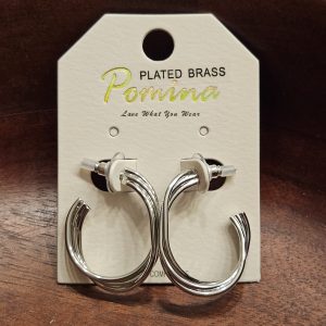 Pomina Silver Twisted Hoop Earrings - 1.25 Inches, Hypoallergenic
