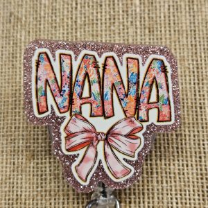 Nana Badge Reel - Retractable ID Badge Holder with Swivel Alligator Clip, Gift for Nana, Grandma Nurse, Teacher and Healthcare Worker