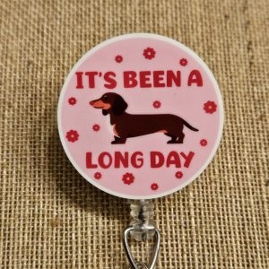 Dachshund Badge Reel – Funny Wiener Dog Retractable ID Badge Holder with Swivel Alligator Clip for Nurses or Teachers