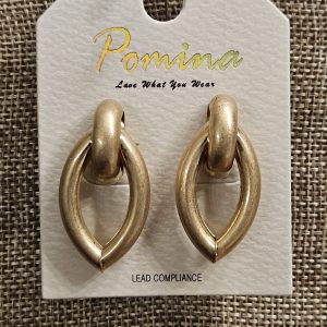 Pomina Antique Gold Marquise Stud Earrings