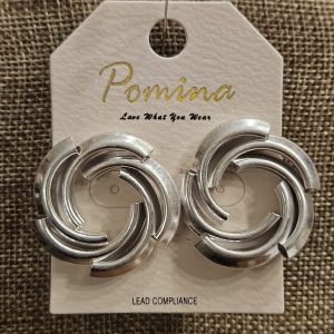 Pomina Silver Tone Swirl Earrings, Inspired Inspired Studs