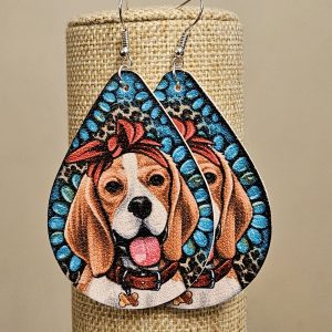 Beagle Dangle Earrings – Teardrop Shape with Stainless Steel Hooks
