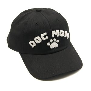 Dog Mom Chenille Baseball Cap Black