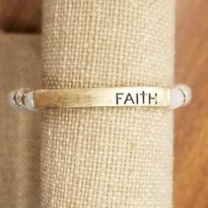 Faith White Beaded Bracelet