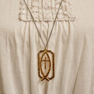 Pomina Long Cross Pendant Necklace, Christian Fish