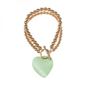 Heart Charm Gold Toggle Bracelet