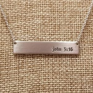 John 3:16 Silver Bar Necklace