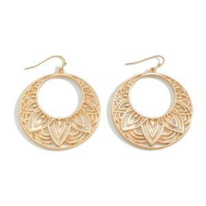 Large Mandala Circle Earrings Gold