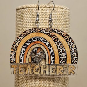 Leopard Teacher Rainbow Earrings