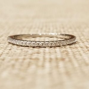 Sparkling Micro Pave Crystal Band Ring in Sterling Silver - Elegant Stacking Ring, Size 6