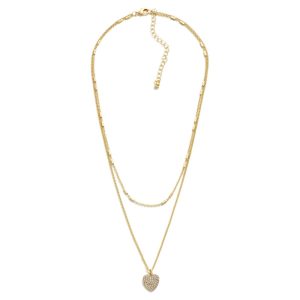 Rhinestone Heart Charm Necklace