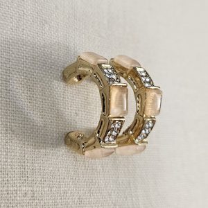 Rhinestone Peach Accent Hoop Earrings