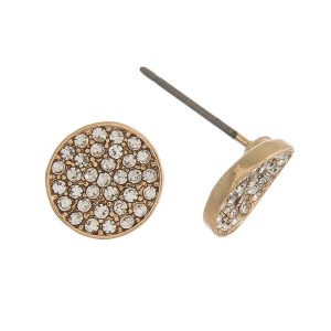 Round Gold Rhinestone Stud Earrings
