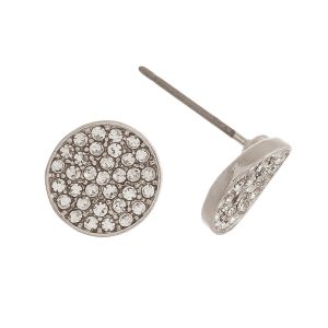 Round Silver Rhinestone Earrings
