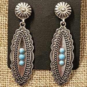 Scalloped Feather Western Earrings