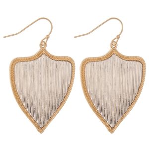 Two Tone Shield Dangle Earrings