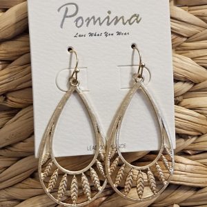 Worn Gold Tear Drop Wheat Earrings
